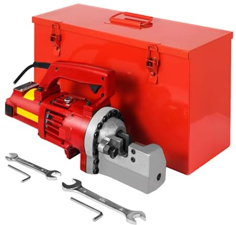 Coupe-tubes à batterie hydraulique 1250 W, coupe tiges en acier jusqu'à 4 à 20 mm en 3 secondes, avec boîte en acier inoxydable facile à transporter Rouge, pour gérer différents types de coupe de bar