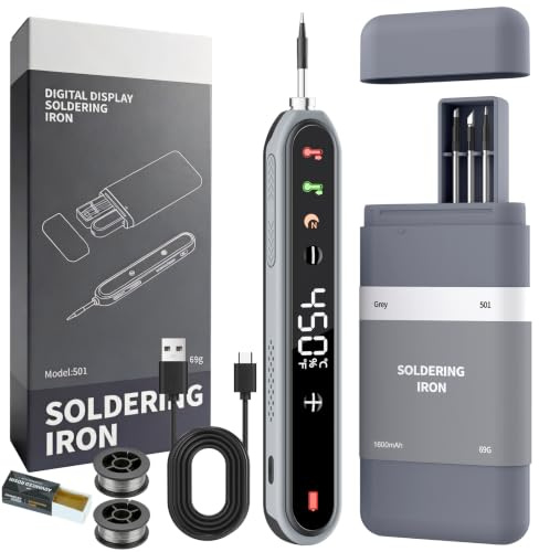 Akku Lötkolben Set kabellos USB-C 8s Aufheizung 180–450°C 1400mAh