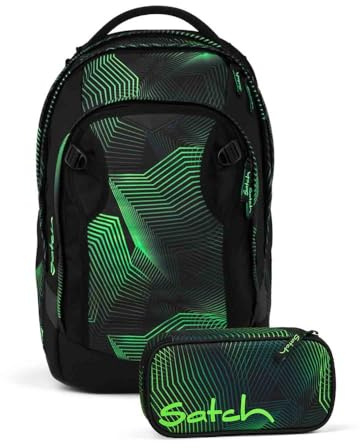 Satch Match Plus Schulrucksack Set 2tlg. inkl. Schlamperbox (Seismic Green)