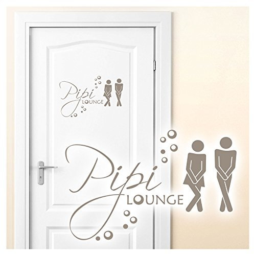 Grandora Wandtattoo Sprüche PIPI Lounge Mann Frau I Taupe 17 x 11 cm I WC Türaufkleber Piktogramm Bad Badezimmer Wandaufkleber Wandsticker W755