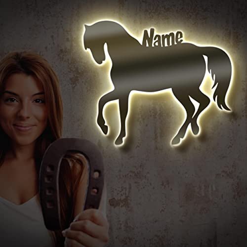 Pferde Mädchen Geschenk Holz LED Wand-Tattoo Zubehör Baby Nachtlicht Lampe Erwachsene Freundin Frauen im Kinder-Zimmer