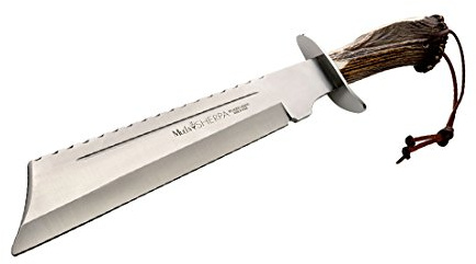 ELECTROPOLIS Jagdmesser Muela Sherpa Faust Hirschgeweih mit Edelstahl-Rosette und Traversen + Mehrzweckgeschenkkarte