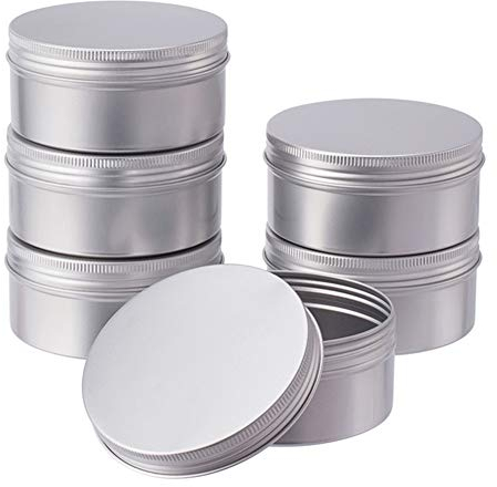 BENECREAT 6 Stücke 200 ml Aluminium Zinn Gläser, Runde Aluminium Blechdosen Kosmetische Behälter mit Schraubdeckel Deckel für DIY Handwerk Salve Kerze Reise Lagerung-Platin