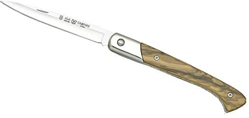 MIGUEL NIETO Navaja 107 Camping Cromo Duro y Madera de Olivo Acero INOX. AN-58