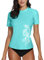 BesserBay Damen UV Schutz Shirt Kurzarm Badeshirt Surf Shirt UV Badekleidung Blue 2XL