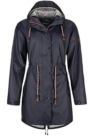 FRIESEN Friesennerz Damen Regenjacke Oh! Nass'is! II mit Innenfutter - Regenmantel Outdoorjacke Regenparka wasserdicht modisch tailliert in Blau Größe 36/38