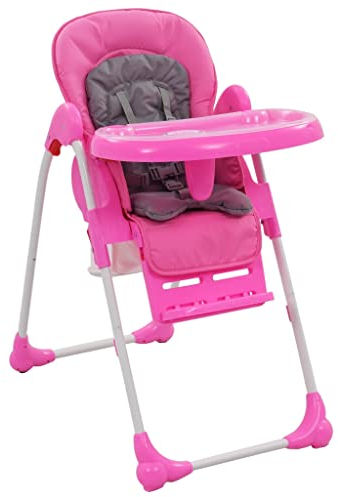 vidaXL Baby Hochstuhl für 6 bis 36 Monaten Verstellbar Klappbar Babystuhl Kinderstuhl Kinderhochstuhl Babyhochstuhl Baby Essstuhl Rosa Grau