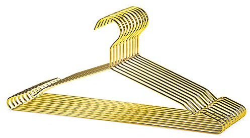 Nature Smile 43,2 cm glänzender Goldener Metall-Kleiderbügel, Anzugbügel, Kleiderbügel mit großen Kerben, 10 Stück, Gold