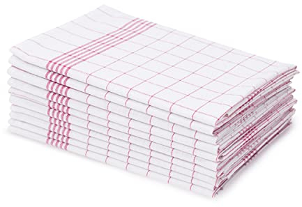 Amago - 10er Pack Geschirrtücher, 100 prozent Baumwolle, 50 x 70 cm - Rot