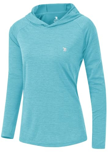 donhobo Damen Sportshirt Laufshirt UV Schutz Funktionsshirt | Leicht, Atmungsaktive, Schnelltrocknend, Langarm, Hoodie Sweatshirts, mit Daumenlöcher für Wandern Yoga Fitness Laufen