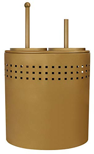 Blue Donuts Toilet Brush and Plunger Set with Holder, Modern Gold Bathroom Accessories Toilet Plunger and Toilet Bowl Brush Combo