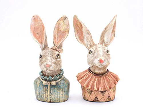 Werterhalt ums Haus Hasenskulpturen 2 Stück als Pärchen, ca. 22 cm hoch, Hasenfiguren Klara und Karl, für Ostern, als Geschenk und zur Ganzjahresdeko
