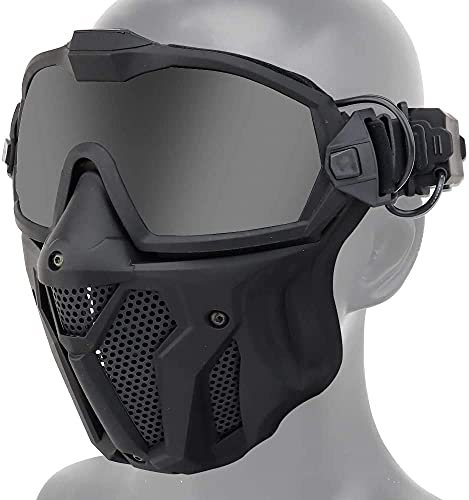 NC Airsoft-Vollschutzmaske, mit Abnehmbarer Anti-Beschlag-SchutzbrilleMini-Abgasventilator, verwendet für Airsoft-Paintball-Jagdspiele, Motorräder usw