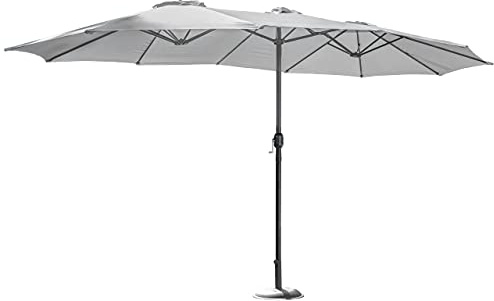 Harrier Ombrellone da giardino double face da 4,6 m, con copertura e pesi di base opzionali, protezione UV e facile installazione, Grigio, 1. Parasol Only