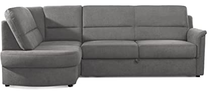 Cavadore Ecksofa Paris mit Federkern / Kleines L-Sofa mit Ottomane / 243 x 87 x 155 / Grau