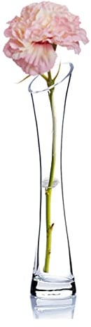 Jarrón de Vidrio soplado Hecho a Mano de Arte soplado florero de Vidrio pequeño Claro florero de Vidrio de Base Pesada florero de un Solo Tallo para Flores y Oficina, decoración de Boda(Boca Oblicua)