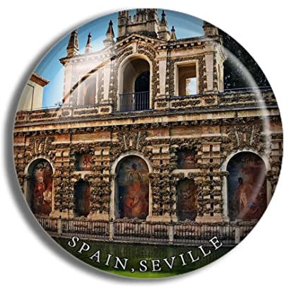 Imanes de cristal para nevera de Sevilla, España, recuerdo de viaje, divertido adhesivo para regalo, decoración del hogar, oficina, pizarra blanca