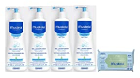 Mustela | Mildes Waschgel + Bio-Reinigungstücher | Reinigt & Schützt | Beruhigt und gleicht die austrocknenden Effekte des Badens aus | Körper & Haare | Kinder & Babys | BIO