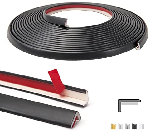 Art3d 20ft Outside Vinyl Corner Trim Peel and Stick for Tile and Wall Edges, Furniture Decoration Black