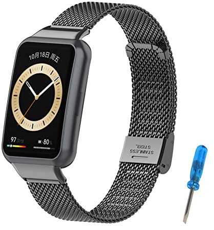 SenMore Correa Compatible con Huawei Watch Fit 2 Classic y Elegant - Pulsera de Repuesto de Acero Inoxidable para Huawei Watch Fit