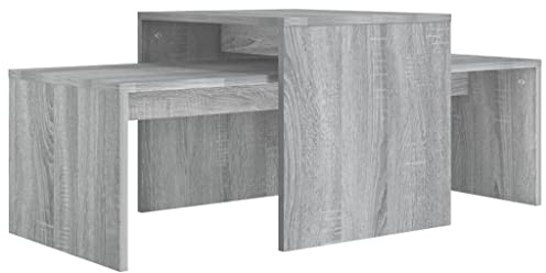vidaXL Couchtisch Set Beistelltisch Wohnzimmertisch Kaffeetisch Sofatisch Teetisch Tisch Wohnzimmer Grau Sonoma 100x48x40cm Holzwerkstoff