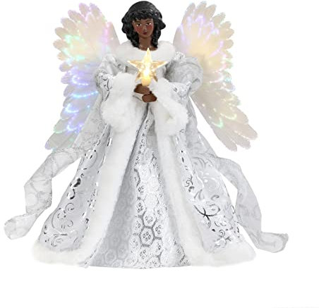 Weihnachtsengel flach Engel Gold Baum Spitze Weihnachts deko Figur Schmuck, White Angel Christmas Tree Topper Angel Tree Topper Christmas Tree Ornaments Holiday Party Christmas Decoration (Black)