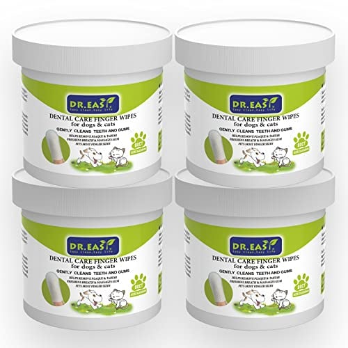 DR.EASY Breath Freshener Dental Finger Wipes 320ct for Dog & Cat, Help Wipe Away Plaque &Tartar, No Added Harsh Chemicals No Brush Formula