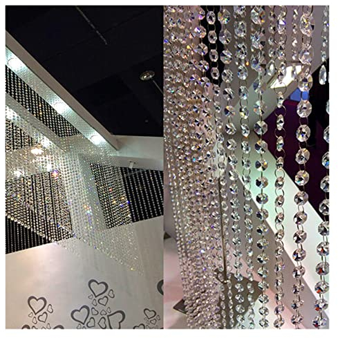 CEFPOD Türvorhang Kristall,Fadenvorhang 10M Hochzeitsdekor Diamant Acryl Perlen Vorhang Strang Girlande Fenster Hängende Vorhang Dekoration for Wohnzimmer Dekor