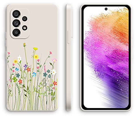 XINYEXIN Silikon Hülle für Samsung Galaxy A52 / A52 5G / A52s 5G mit Süßes Muster Ultra Dünn Gerade Kante Weiches Silikon Handyhülle Stoßfest Schutzhülle - Flowers, White