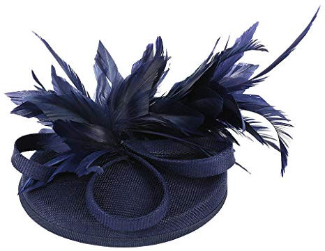 Fahrrad Gadgets Winter Tea Party Fascinator Kentuckys Derbys Hut Fascinator Pillbox Hut Stirnband für Cocktail Tennisband (Y3-Navy, One Size)