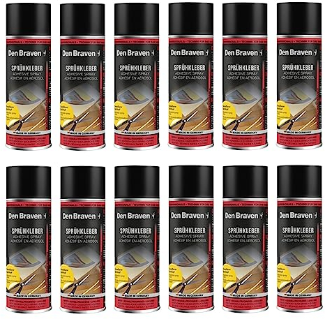 Sprühkleber - Extra starker Kleber für Heimwerk & Industrie | Klebe-Spray für Schaumstoff, Holz, Stoff, Leder, Filz uvm. | verstellbarer Sprühkopf | 500ml Dose (12)