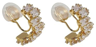 Ohrclips Damen Ohne Ohrlöcher Gold Silber Zirkon Clip Ohrringe Klobige Creolen Kein Piercing Chunky Clip On Hoop Hypoallergen Ohrringe Nicht Durchbohrt für Frauen Mädchen (Golden)