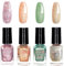 Glitter Nail Polish - Quick Dry Shiny Sparkly Nail Varnish - Pink Gold Champagne Green 4 Colours Nail Art Manicure Set