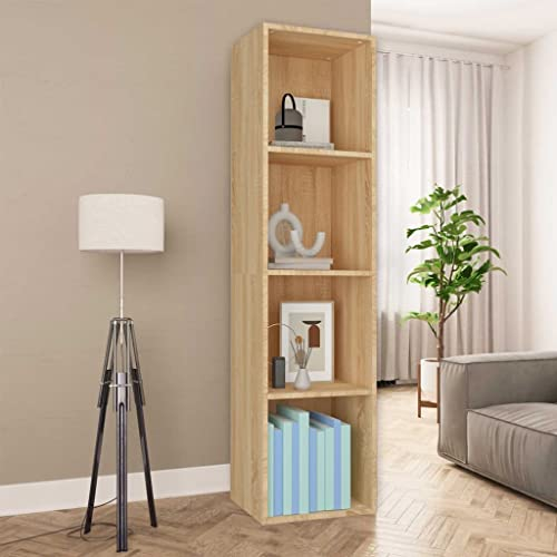 FIRBNUS Bücherregal/TV-Schrank Sonoma-Eiche 36x30x143 cm Holzwerkstoff Sideboard Schmal Tv Sideboard Bücherregal Schmal Bücherregal Massivholz Sideboard Industrial Sideboard Wohnzimmer Sideboard Holz