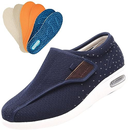POFH Femmes Extra Large œdème Chaussures gonflées Chaussures diabétiques Femmes Confort Personnes âgées Pantoufles Respirantes avec Soutien (Color : Blue, Size : 37 EU)
