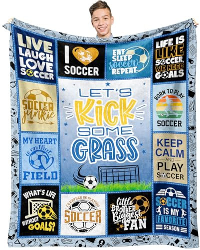 Paihvcn Fußballdecke für Jungen – Geschenke für Fußballliebhaber und Spieler, Teenager, Jungen, Team – 152,4 x 127 cm