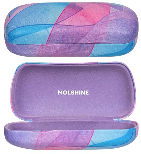 molshine Hartschalen-Sonnenbrillenetui,buntes und großes Hardcase Brillenetui für Sonnenbrillen mit Reinigungstuch(Rosa)