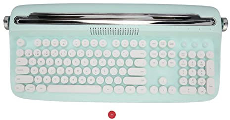 Jectse Wireless Typewriter Keyboard, Retro Style, BT5.0, Integrated Stand, 104 Keys, Compatible with Smart Phone Laptop (Mint Green)