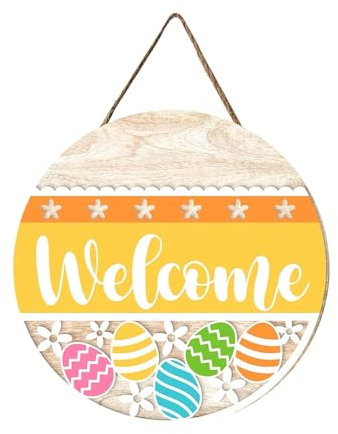 Osterhase, Holztür, zum Aufhängen, Wanddekoration, Osterferien, dekorative Türschilder, Hasen-Ei-Tür, Party, Terrasse, dekorative Tür Geschenk Für Ihn (D, One Size)