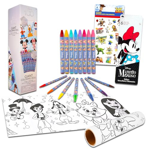 Disney Malrollen-Set für Kinder – Enthält große Papierrolle, 100 Malrollen, Aufkleber und mehr, Disney 100 Malrollen für Kleinkinder (kreatives Lernspielzeug)