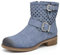 IF Fashion Stivali Stivaletti Biker Motociclista da Donna Traforato Con Fibbie Primaverili Estivi Pelle Sintetica Effetto Jeans GR-6656 Blu N.40