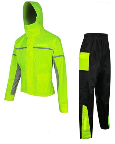 PRO FUTURE Tuta Antipioggia Kit Completo Impermeabile Moto Scooter Custom Giallo Fluo (S, Giallo Fluo)