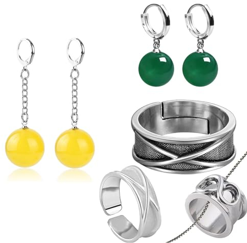 JinYu 7 Set Anime Goku. Schwarzer Ring Zeitring mit Potar. Ohrring Cosplay Prop Accessoire
