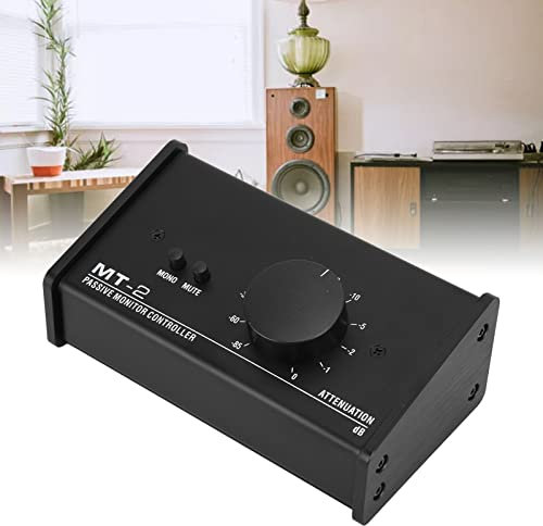 Passive Studio Monitor Controller, with Large Control Knob, Pure Signal Path and Mute Control, XLR & 3.5mm Interface, Plug and Play for Laptop