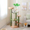 GYMAX Plant Cat Tree, 152cm Green Aesthetic Cat Tower with Sisal Scratching Posts, Artificial Leaves, Perch, Hammock, Self Groomer, Rope, Pompom Ball, Cute Cat Tree Tower for Indoor Cats
