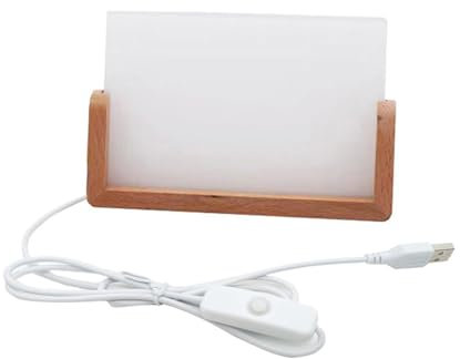 Qaonsciug Eleganter Acryl-Bilderrahmen mit LED-beleuchtetem Holzsockel, Sublimations-Bilderrahmen für Hochzeitsfotos und Kunstausstellung