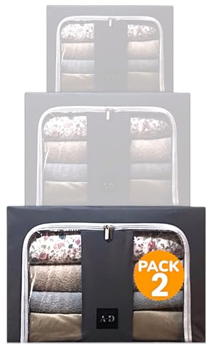 AD ALEM DISSO, 2x100L Cajas Almacenaje, Cajas Organizadoras, Cajas Almacenaje Ropa, Organizar Armario, Cajas para Guardar Ropa, Cajas para trastero, Apilables, cremallera, fotos auténticas