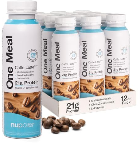 NUPO® Boisson de remplacement de repas pour la perte de poids [Caffe Latte - 12 pcs.] - Boisson diététique pour la perte de poids - Shake minceur remplacement de repas - Boisson repas - Substitut de