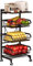 Todeco - Cesta de Frutas y Verduras con Ruedas, Estante para Verduras para Cocina, 4 Niveles con Tabla, Carrito de Almacenamiento con Ruedas bloqueables y Bandeja, para Cocina, Frutas y Verduras