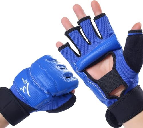LiMMAX Kickboxen Sparring Handschuhe TKD Handschuhe für Herren Damen Halbfinger Boxhandschuhe Kampfhandschuhe Boxhandschuhe für Boxsack Trainingshandschuhe für Männer Frauen Blau XS